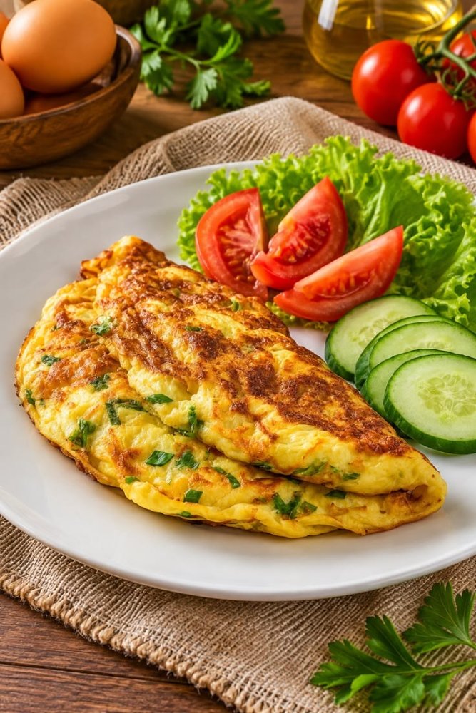 omelete acompanhado de salada