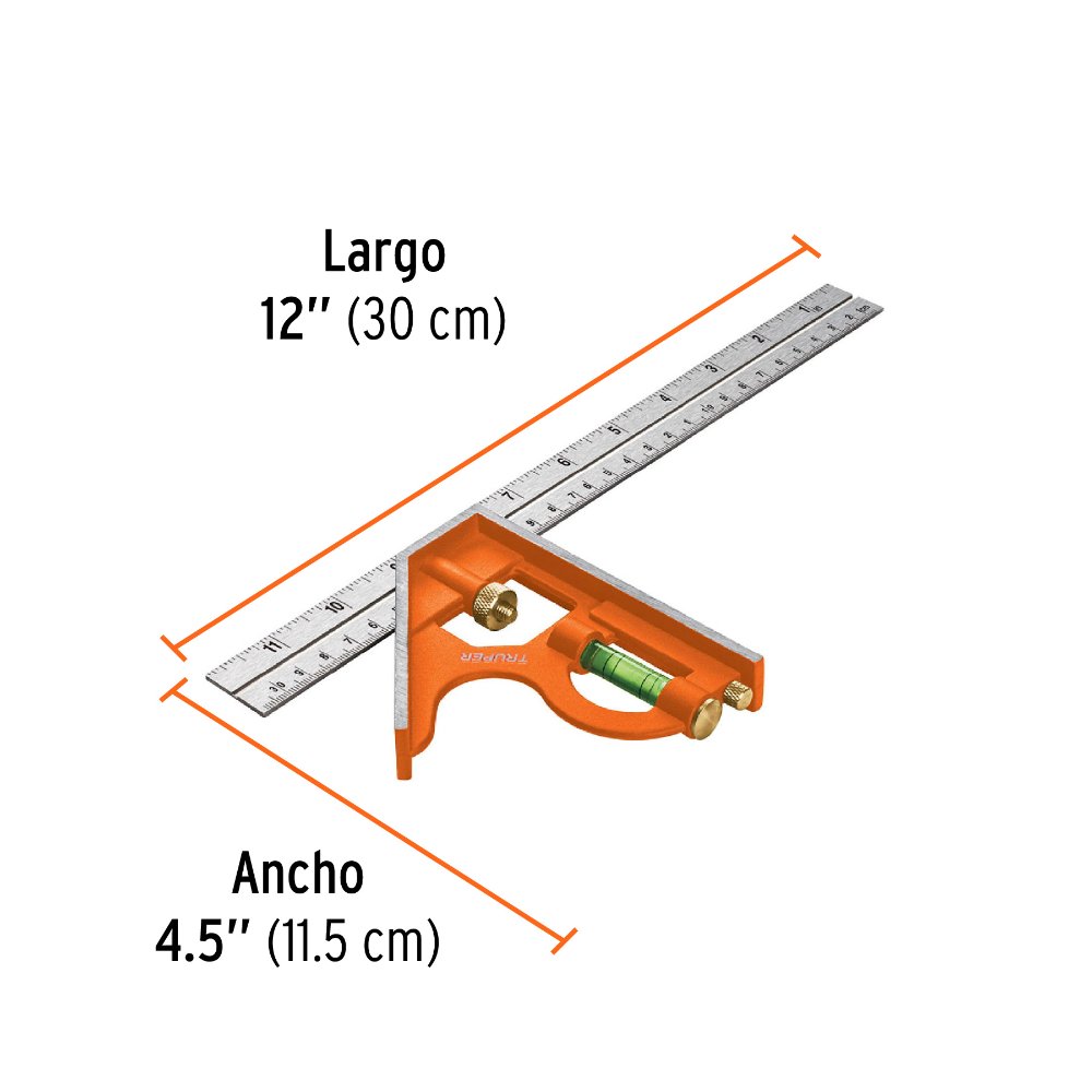 ESCUADRA 12" COMBINADA CON PUNZON PARA MARCAR TRUPER
