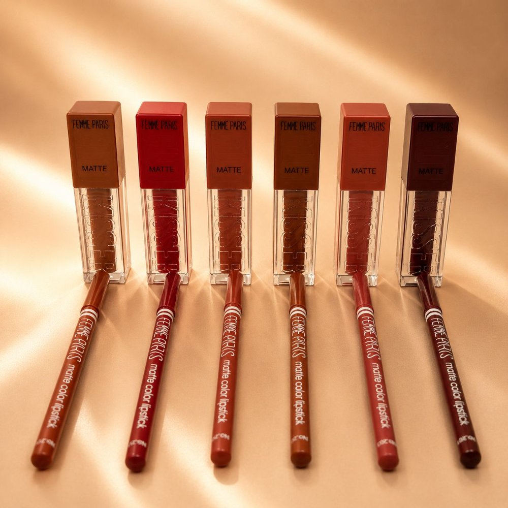 kit Batom Líquido Matte Femme Paris + Lapis