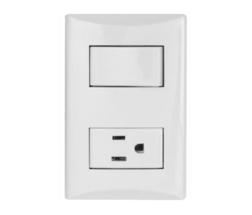 SWITCH COMBINADO 15A 125V BLANCO PLATA 'EAGLE' *1006-W*