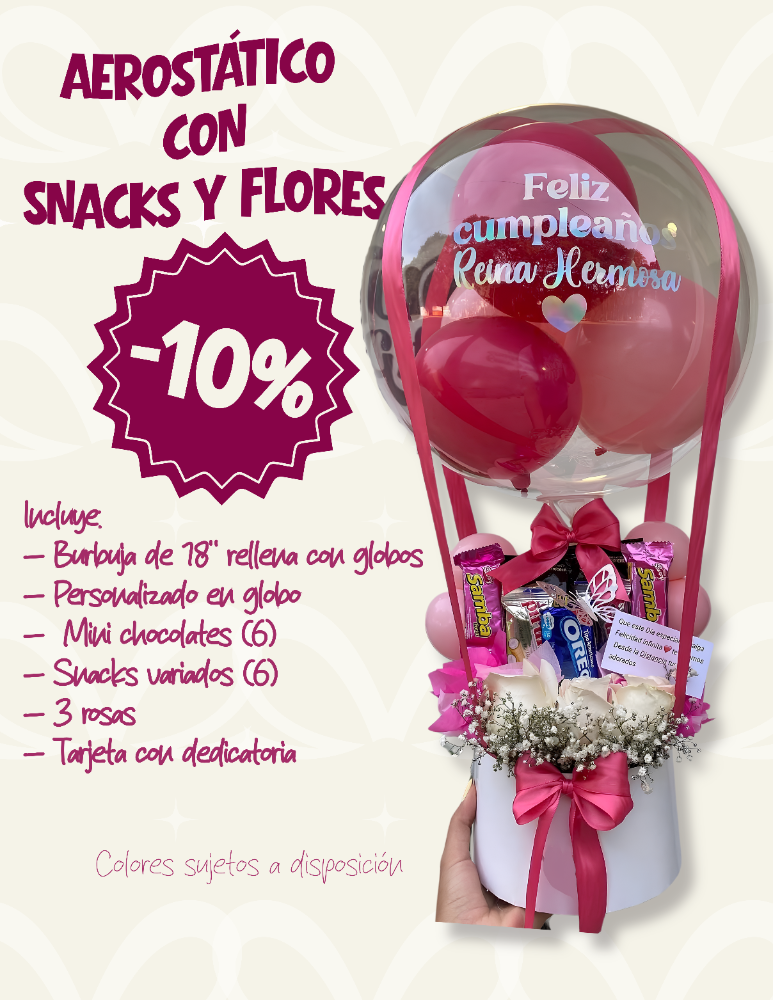 Aerostático Snacks y Rosas