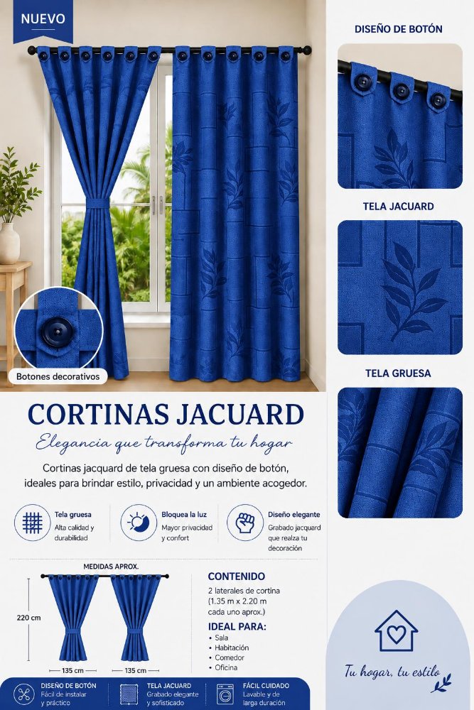 Cortina Jacquard Boton 270x220