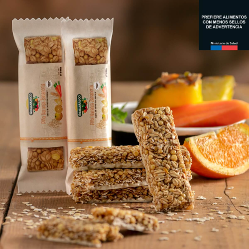 Barra de Cereal Piña, Naranja y Zanahoria 30grs Guallarauco