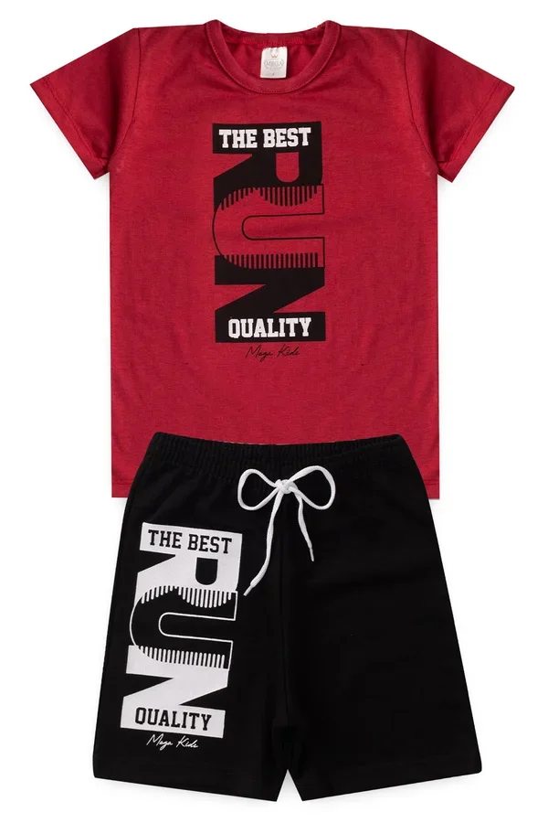 Conjunto Infantil Verão Masculino The Best Run - Vermelho