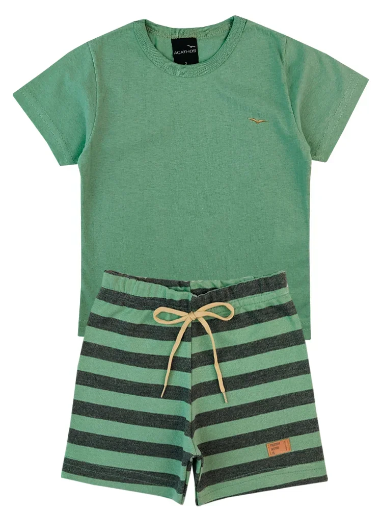 Conjunto Infantil Meia Malha/Moletinho Agathos - Verde