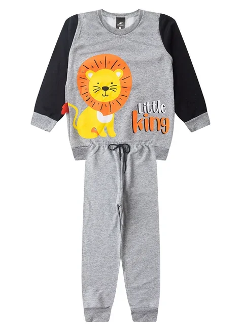 Conjunto Infantil Menino Inverno Leão Kangulu Mescla