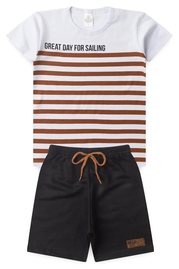Conjunto Infantil Verão Masculino Great Day - Branco