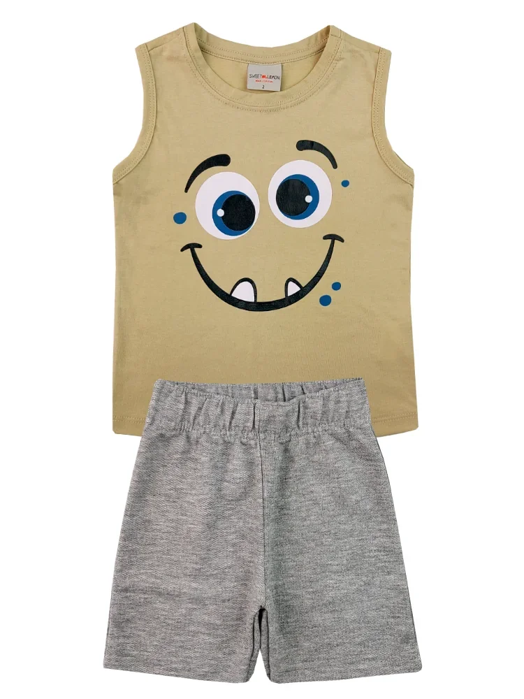 Conjunto Infantil Meia Malha/Moletinho Penteado