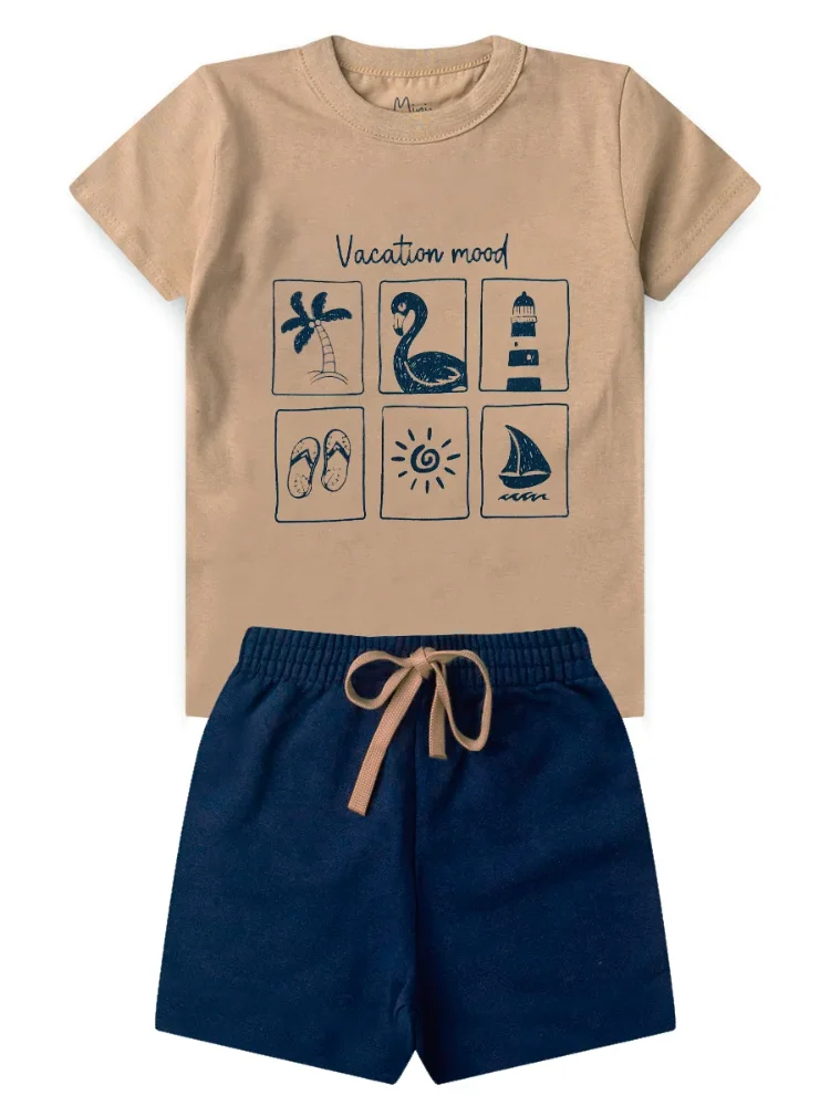 Conjunto Infantil Meia Malha/Moletinho Mini Gente - Nude