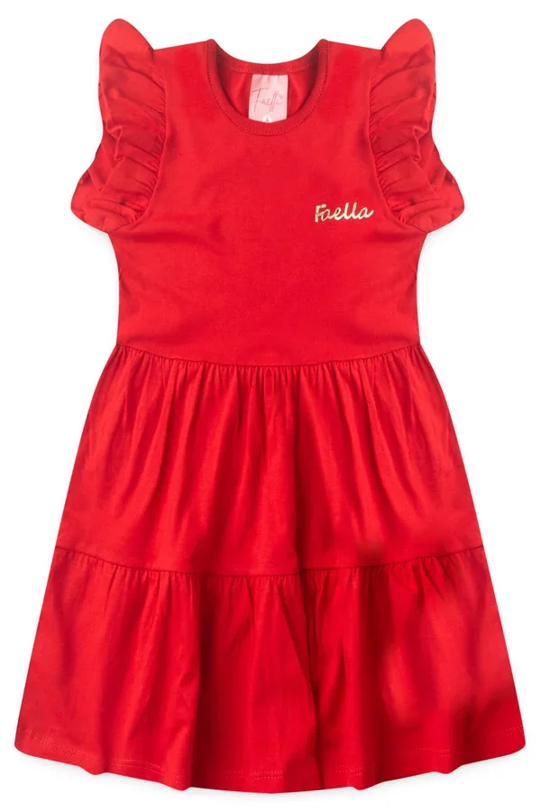 Vestido Infantil Verão Feminino Três Marias - Vermelho