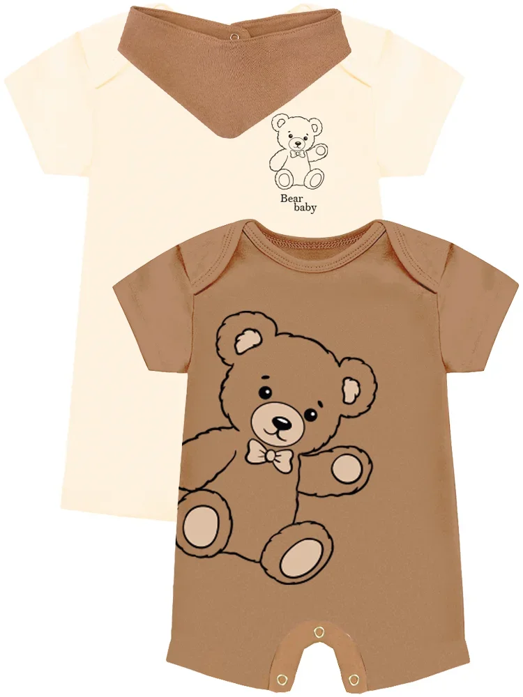 Kit Macacão Bebê 2 Peças Suedine Urso Somos Corujas - Chocolate