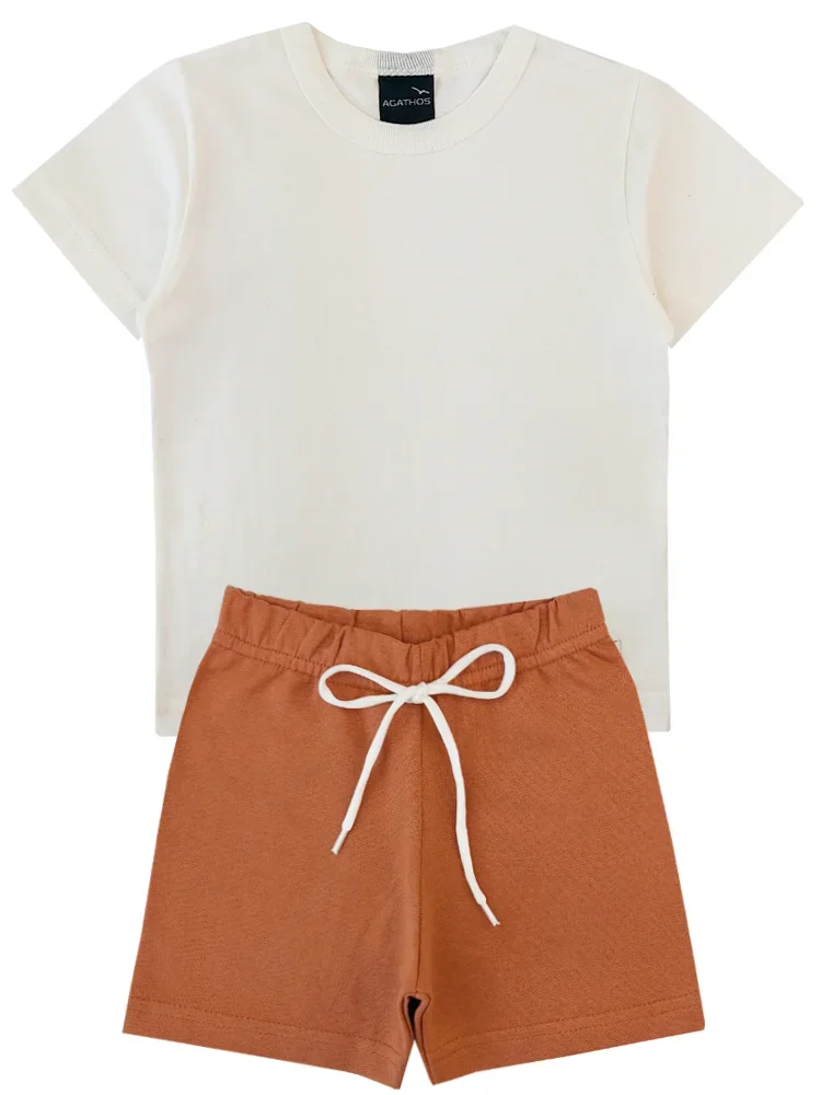 Conjunto Infantil Meia Malha/Moletinho Agathos - Off White