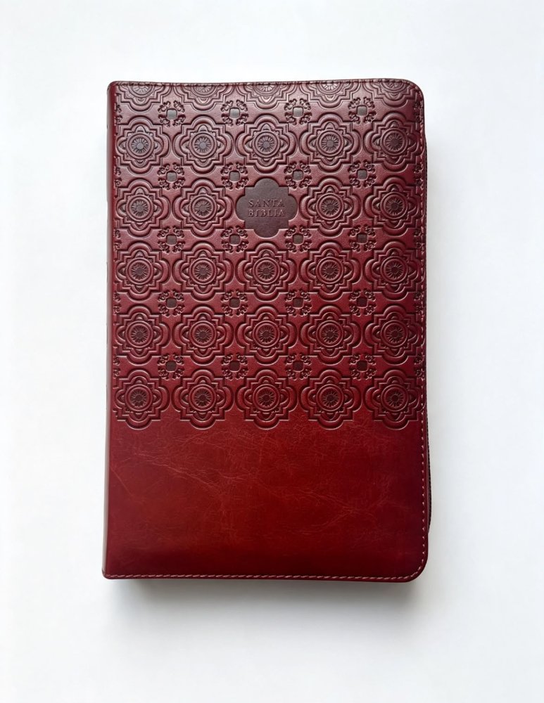 Biblia compacta leta grande café con cierre