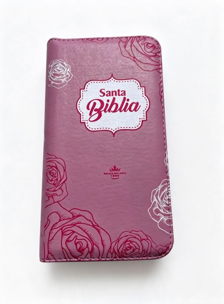 Biblia tipo chequera rosa