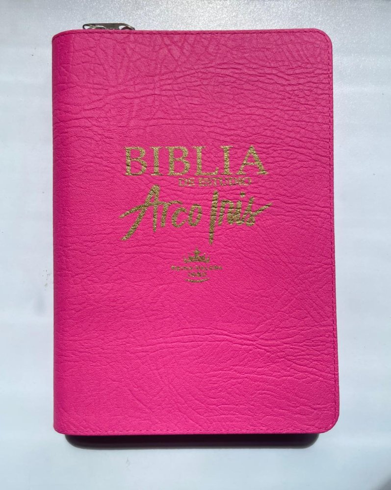 Biblia Arcoiris forrada fuccia y café
