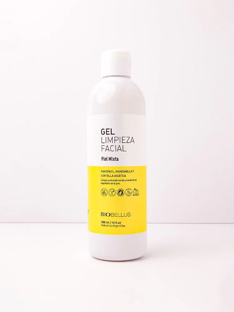 Biobellus Gel de limpieza facial Piel mixta con pantenol y manzanilla
