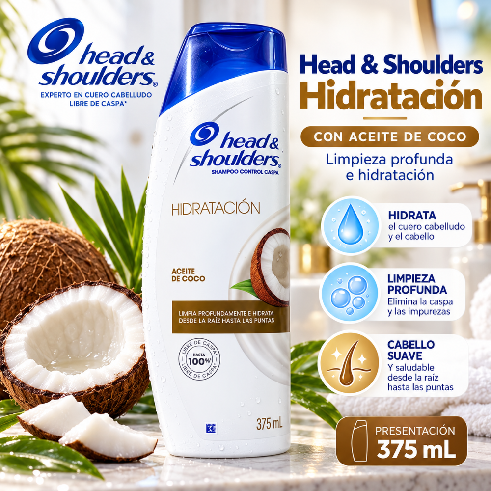 Shampo H&S hidratación con aceite de coco 375ml