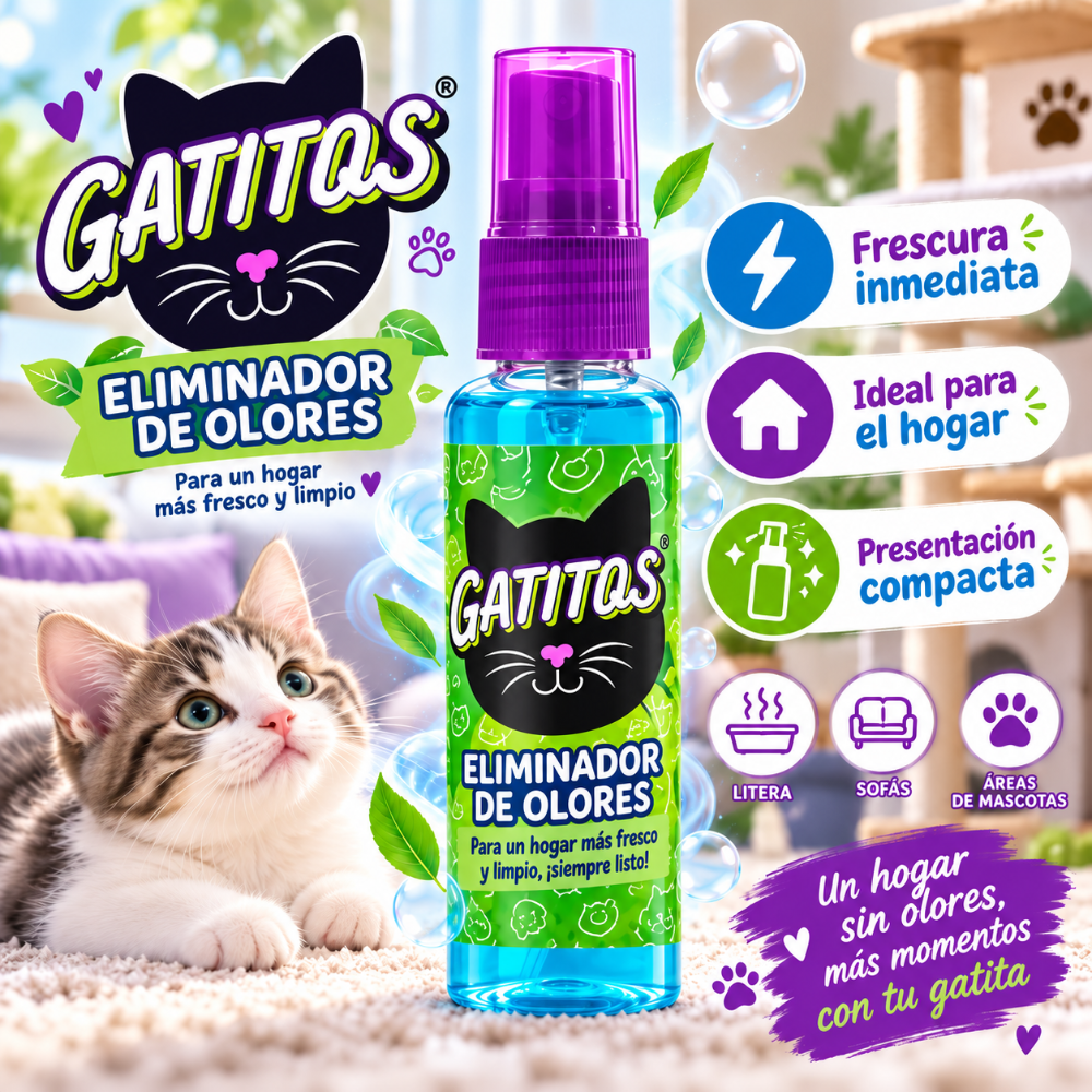 eliminador de olores para arena gatos pequeños