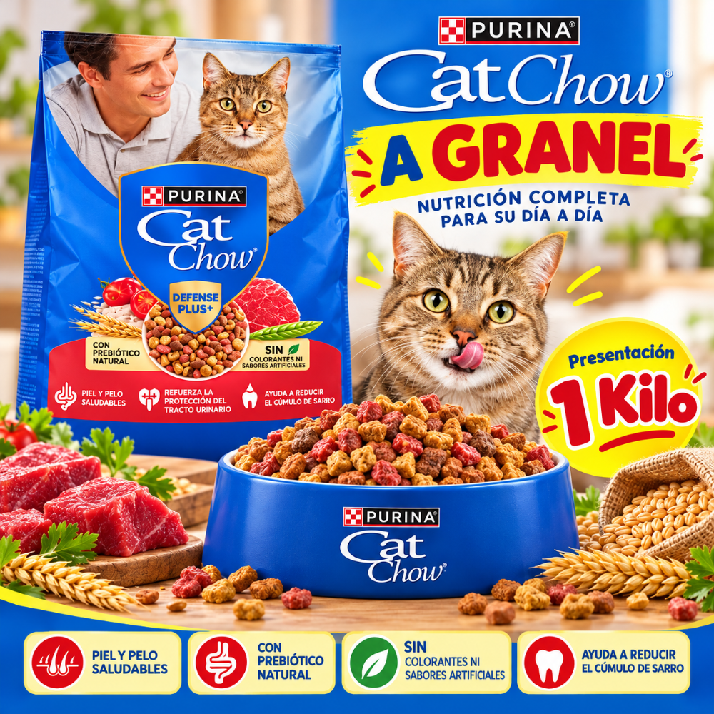 Granel cat chow adultos carne kilo