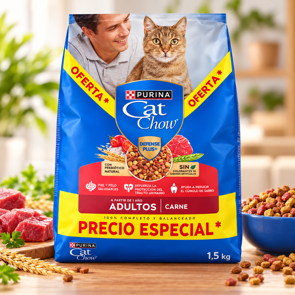 Cat Chow adultos carne 1.5kg