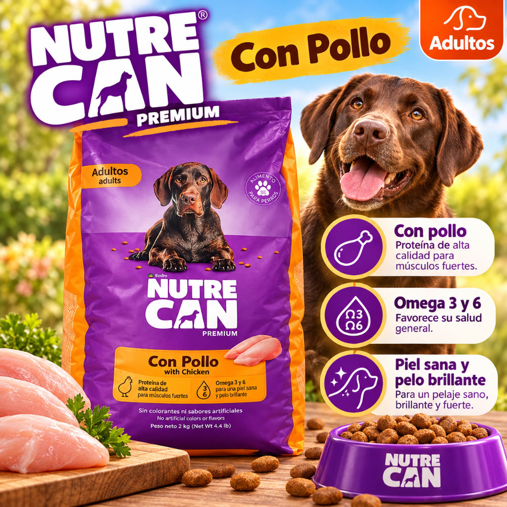 Nutre Can Premium Adultos con pollo 2kg