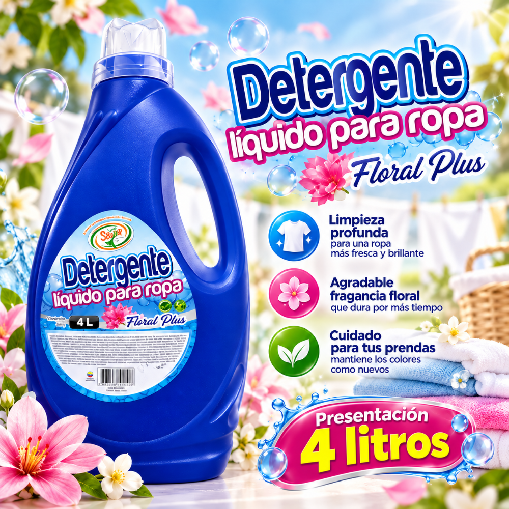 Detergente ropa floral plus 4L
