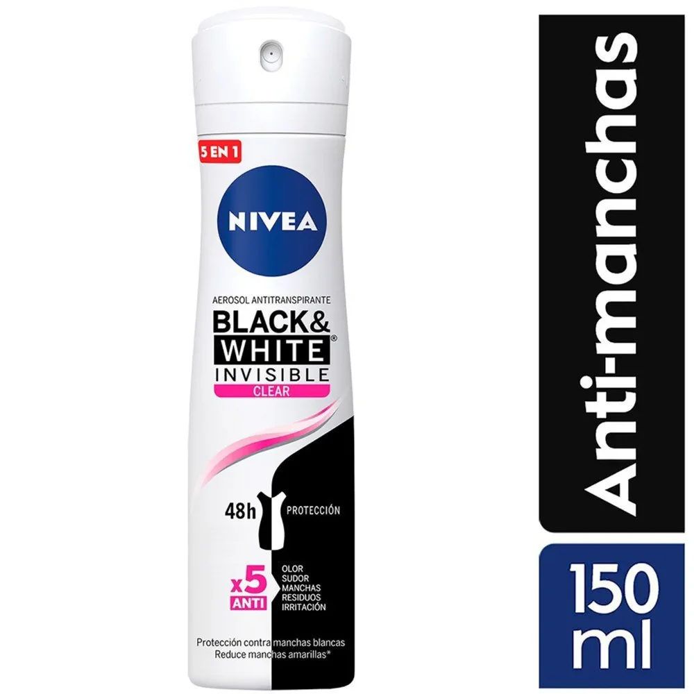Desodorante Nivea Black & White Invisible 150 mL (Negro)