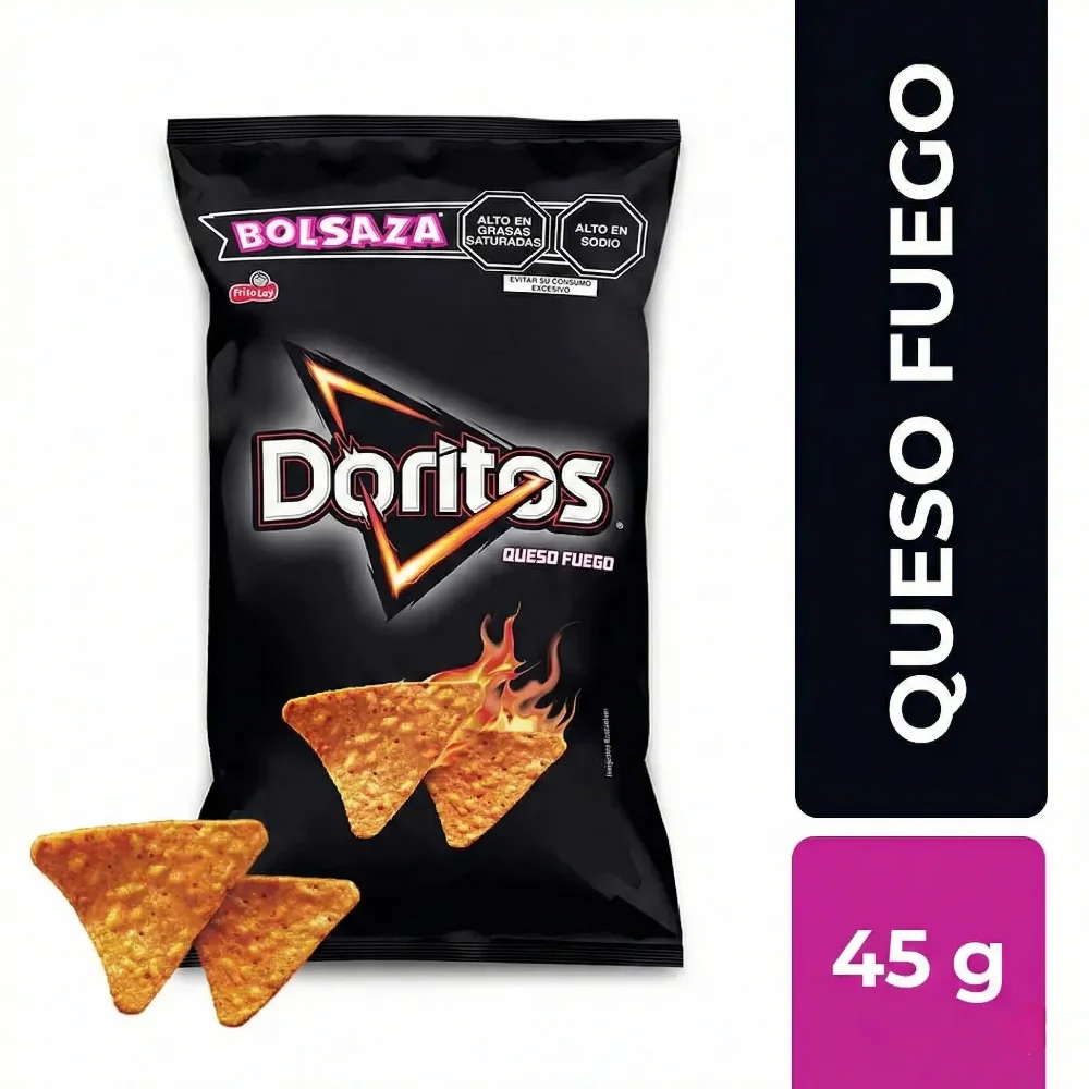 Doritos Queso Fuego 45 g (Negro)