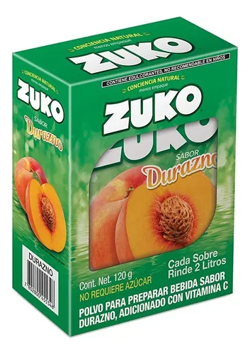 JUGO ZUKO SABOR DURAZNO EN POLVO 15GR