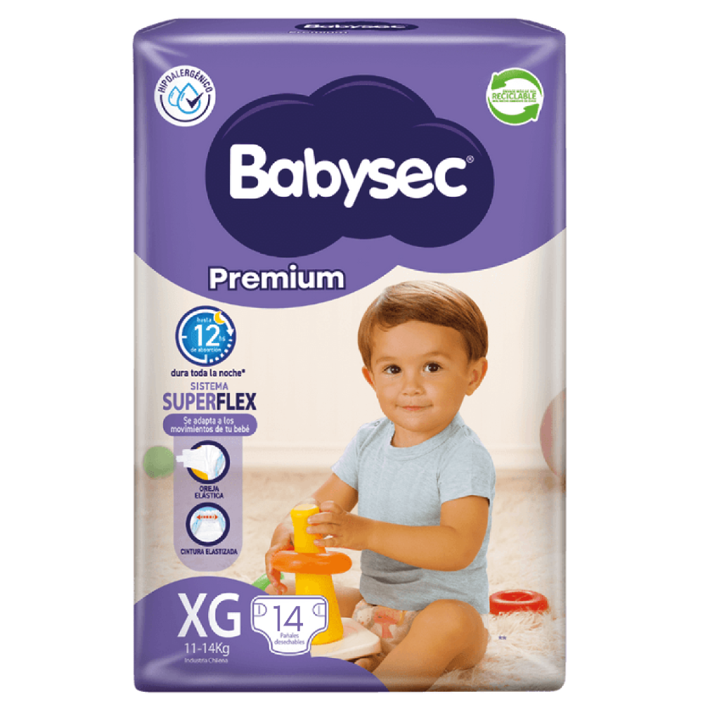 PAÑALES X PAQUETE BABYSEC PREMIUM XG 14UND