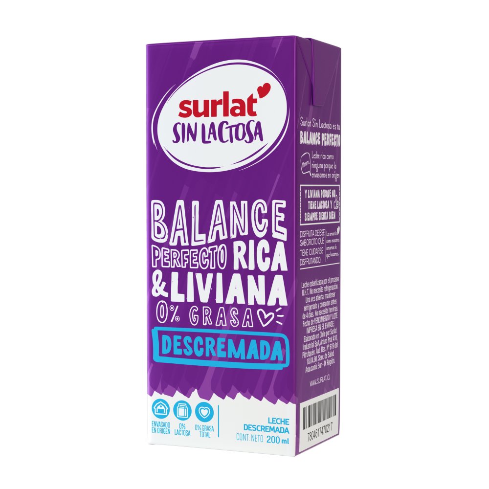 LECHE SURLAT NATURAL SIN LACTOSA 1LT