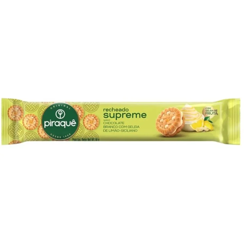 GALLETA PIRAQUE CHOCOLATE SUPREME BRANCO CON LIMON