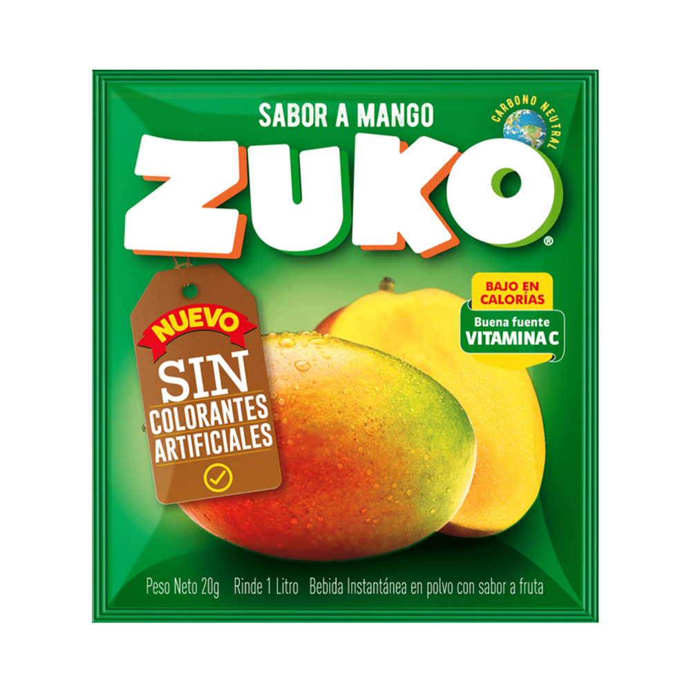 JUGO ZUKO EN POLVO SABOR MANGO 15GR