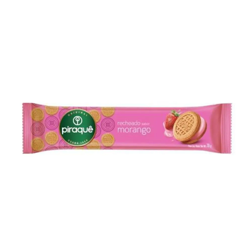 BISCOITO RECHEADO PIRAQUE MORANGO 76G   2 X  1500 $