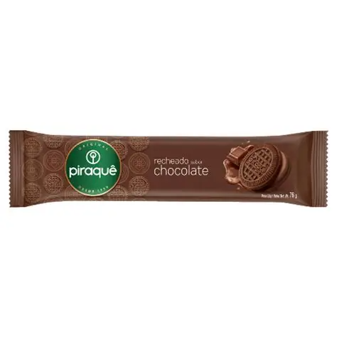 BISCOITO RECHEADO PIRAQUE CHOCOLATE 76G 2 X 1500 $