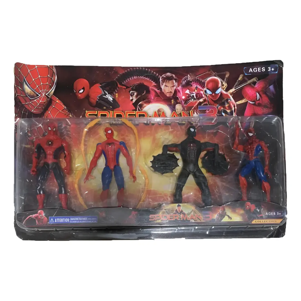 Kit Cartela Homem Aranha 4 Bonecos Articulavel