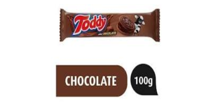 Bolacha Chocolate Recheio Chocolate Toddy Pacote 100g