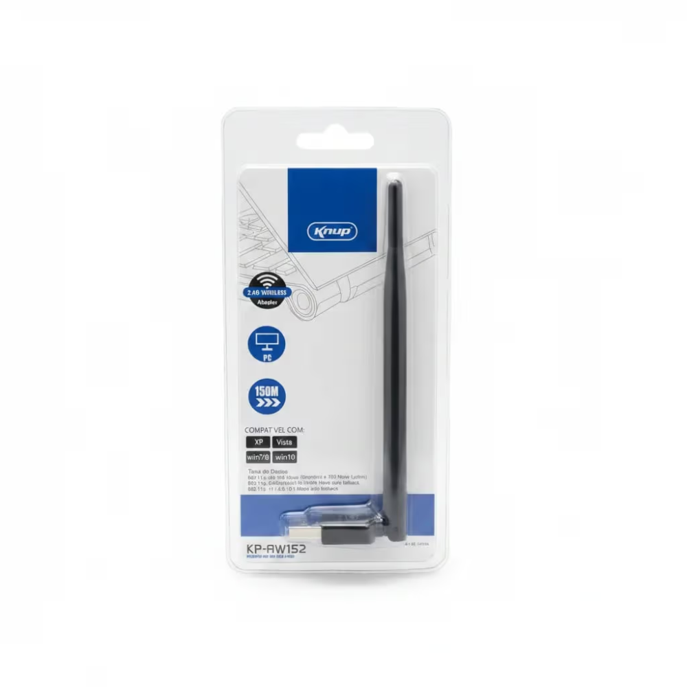 Adaptador de Rede Wi-Fi USB com Antena