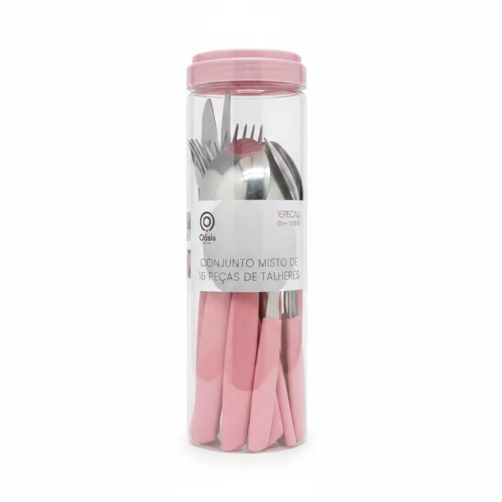 Conjunto Misto de Talheres com 16 Peças em Aço Inox