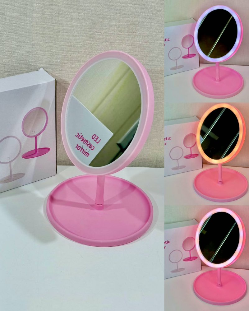 Espejo de Maquillaje Pink con Luz LED / YJ101