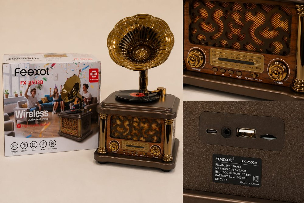 Radio Fonogrado Parlante Vintage Bluetooth