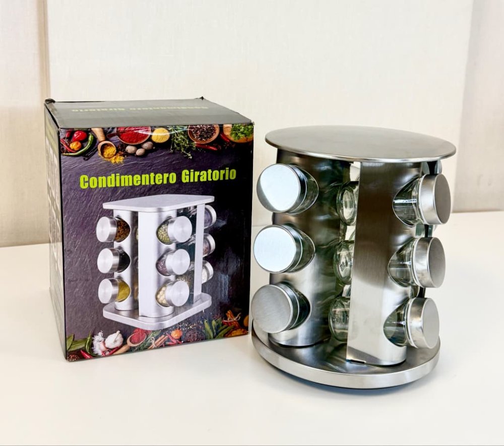 Set Especiero Giratorio de Acero Inoxidable