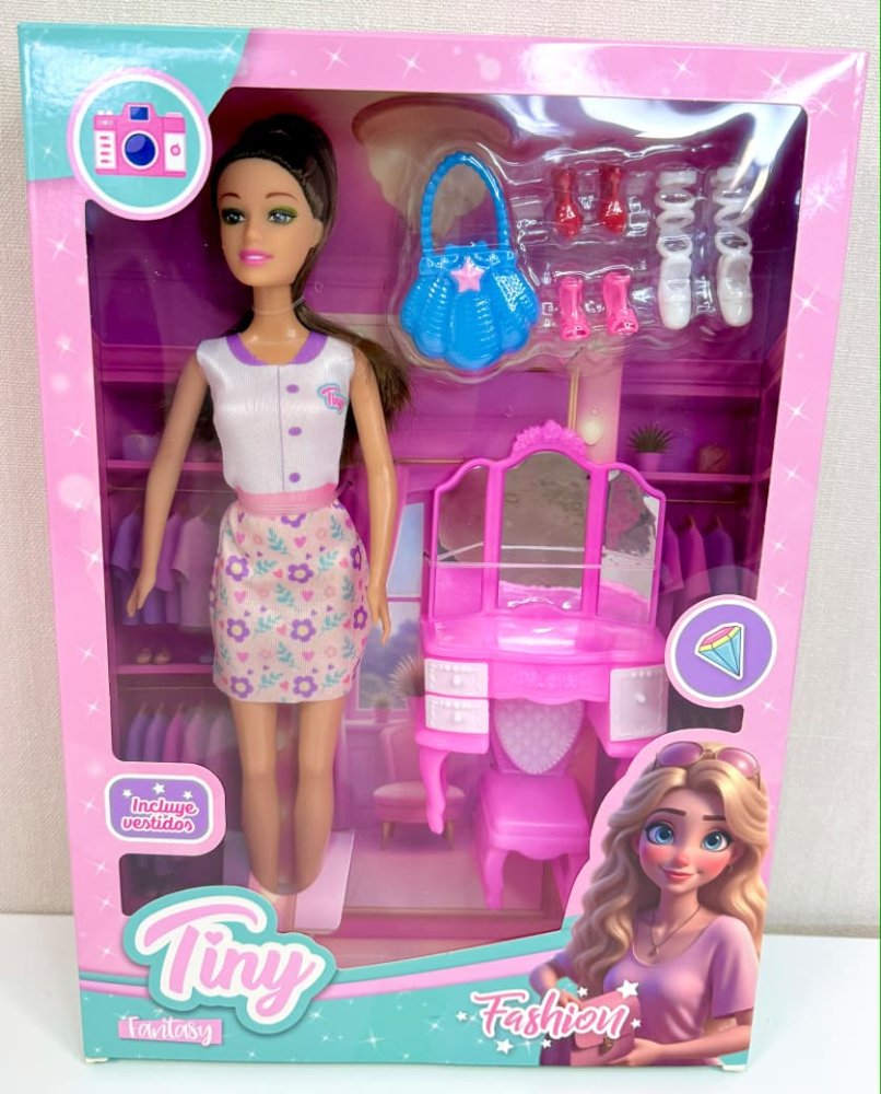 Muñeca Fashion con Tocador y Accesorios - 53466