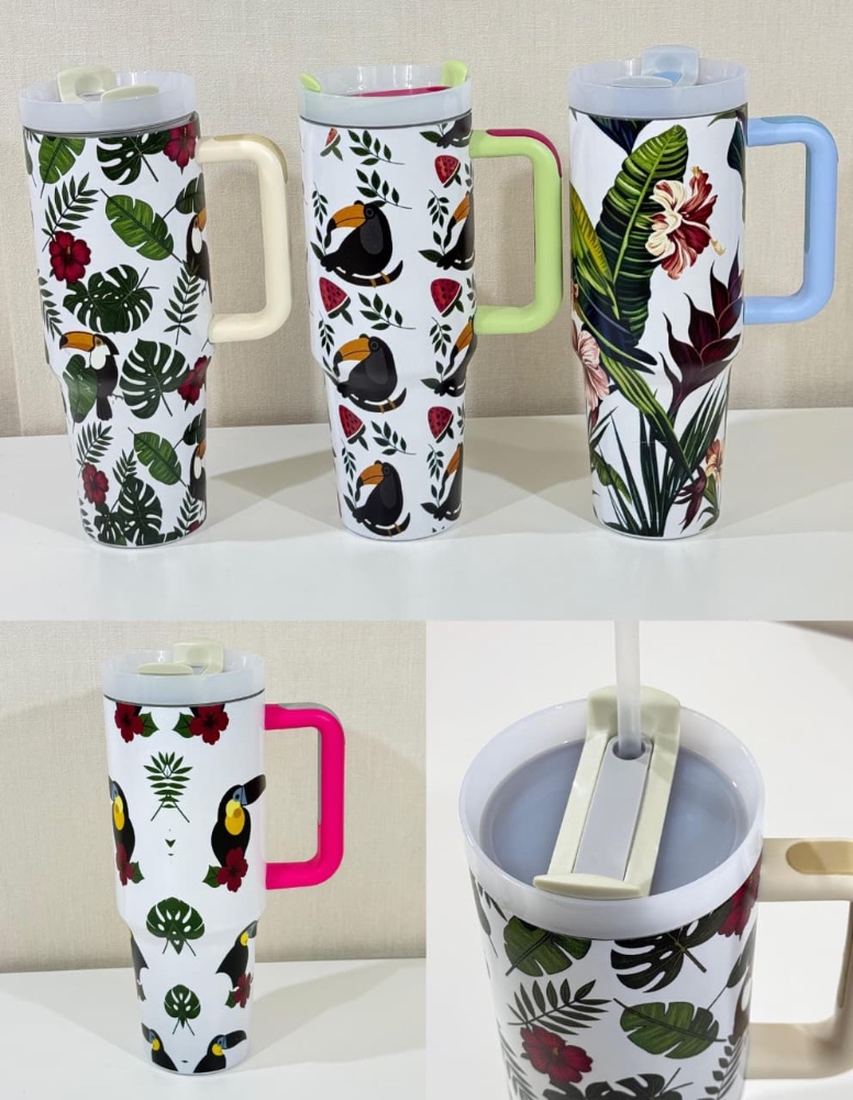 Vaso Termico Estampado con Manija y Sorbete / ISA-813