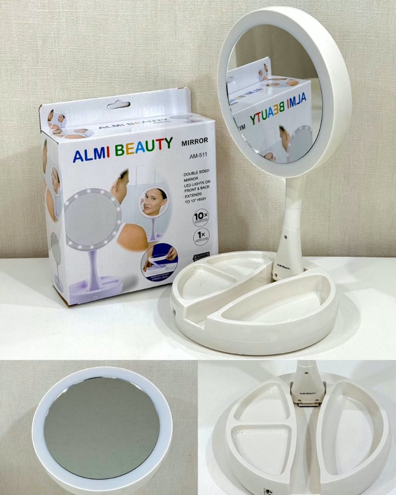 ESPEJO DE MAQUILLAJE CON LUZ LED Y AUMENTO ALMI BEAUTY / AM-511