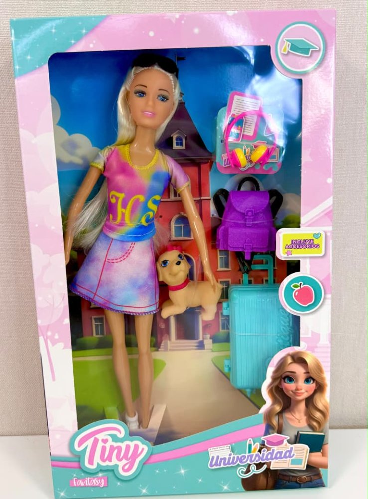 Muñeca Tiny Universidad con Accesorios