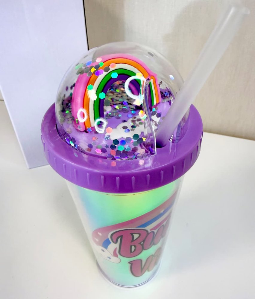 Vaso Termico ¨buen Vib¨ con Glitter 450ml