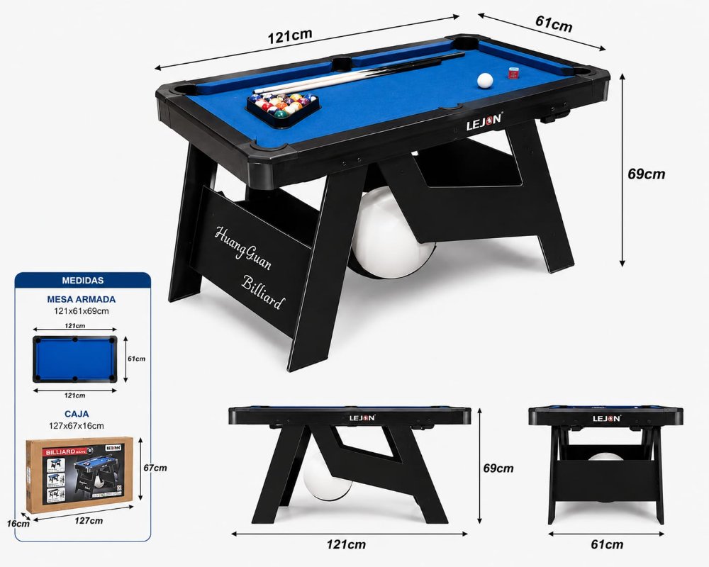 Mesa de Pool Plegable - 121x 61x69cm