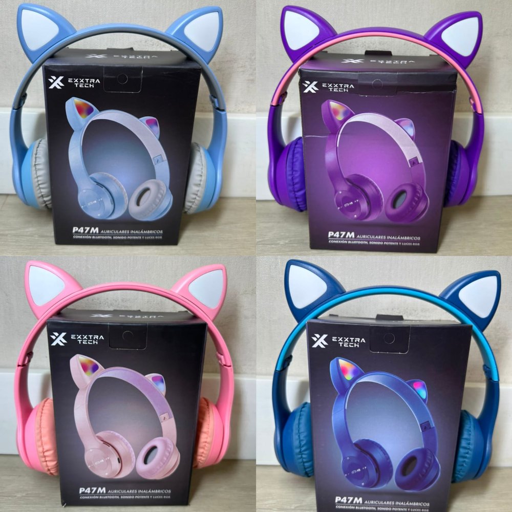 Auriculares Bluetooth Gatito con Luz LED