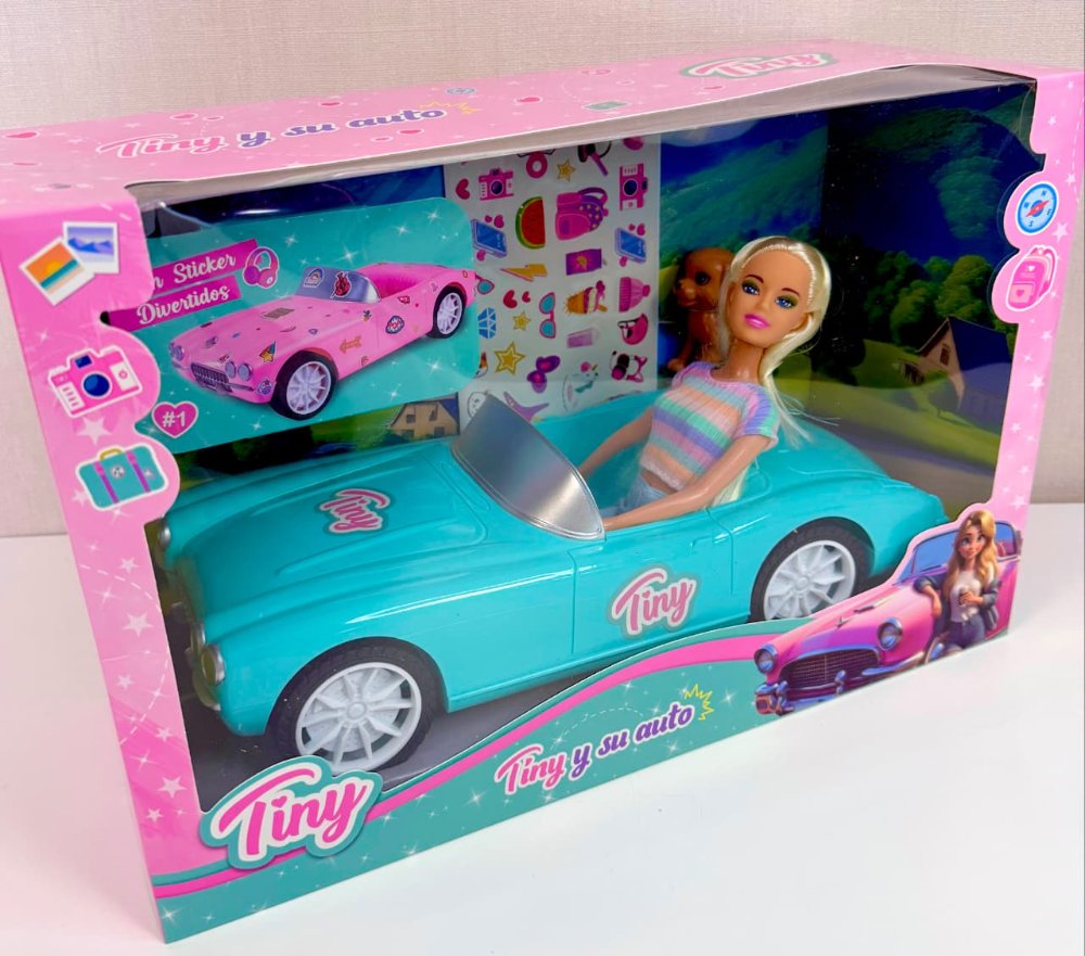 Muñeca Tiny con Auto Convertible y Stickers - 55868